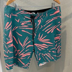 Billabong Teal and Coral Board Shorts
